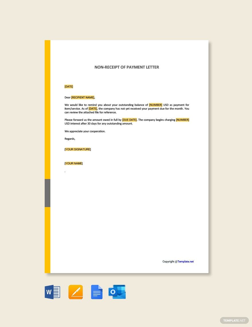 Nonreceipt of Payment Letter Template