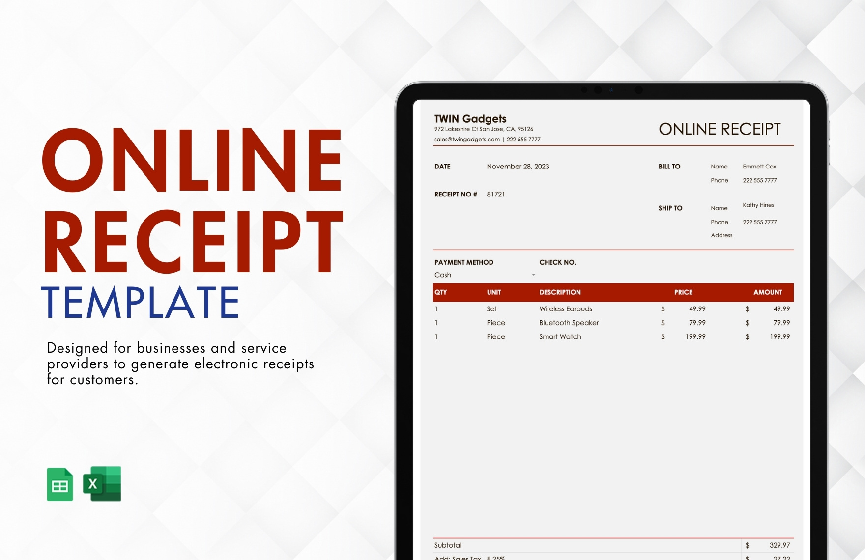 Online Receipt Template