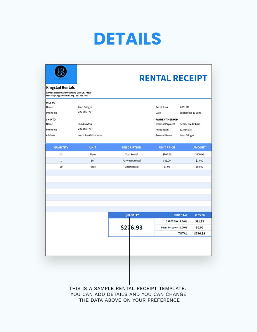 Free Rental Payment Receipt - Download in Excel, Google Sheets ...