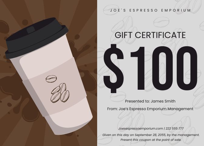Coffee Gift Certificate