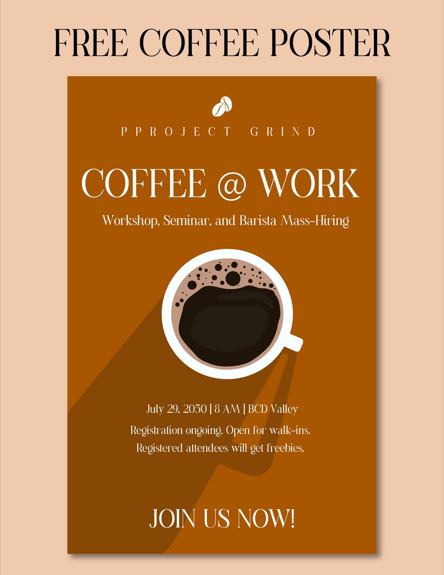 Coffee Poster in Word, Google Docs, Illustrator, PSD, EPS, SVG, PNG, JPEG