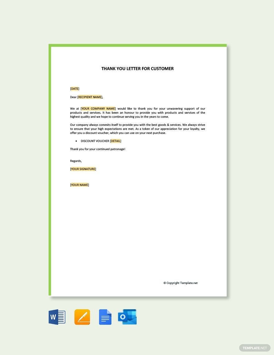 Thank You Letter for Customer Appreciation Template