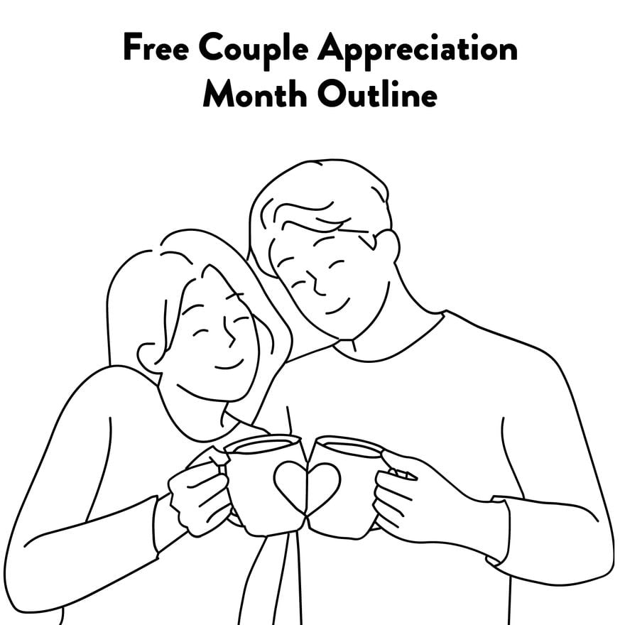 Couple Appreciation Month Outline in Illustrator, PSD, EPS, SVG, JPG, PNG