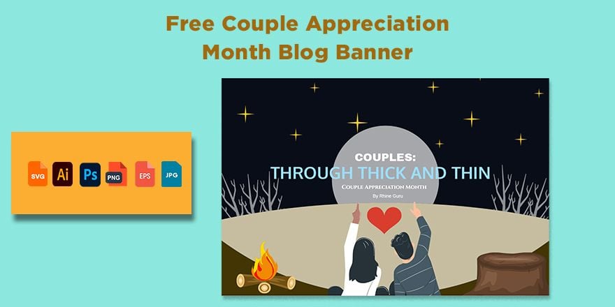 Free Couple Appreciation Month Blog Banner in Illustrator, PSD, EPS, SVG, JPG, PNG