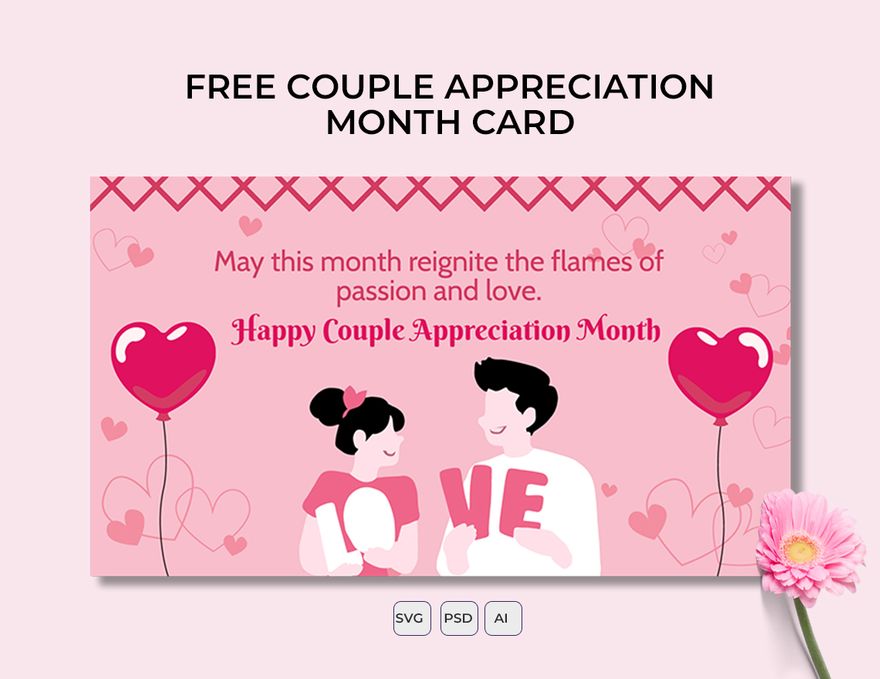 Couple Appreciation Month Card in Word, Illustrator, PSD