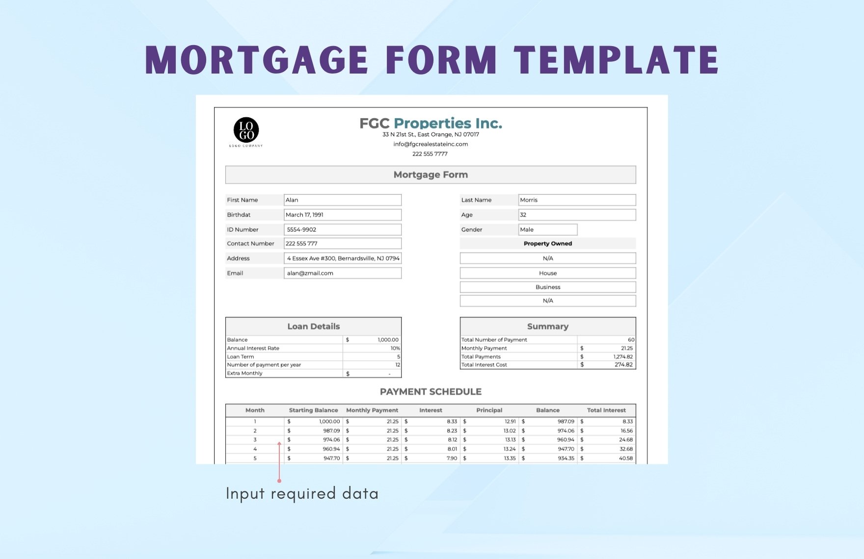 Mortgage Form Template