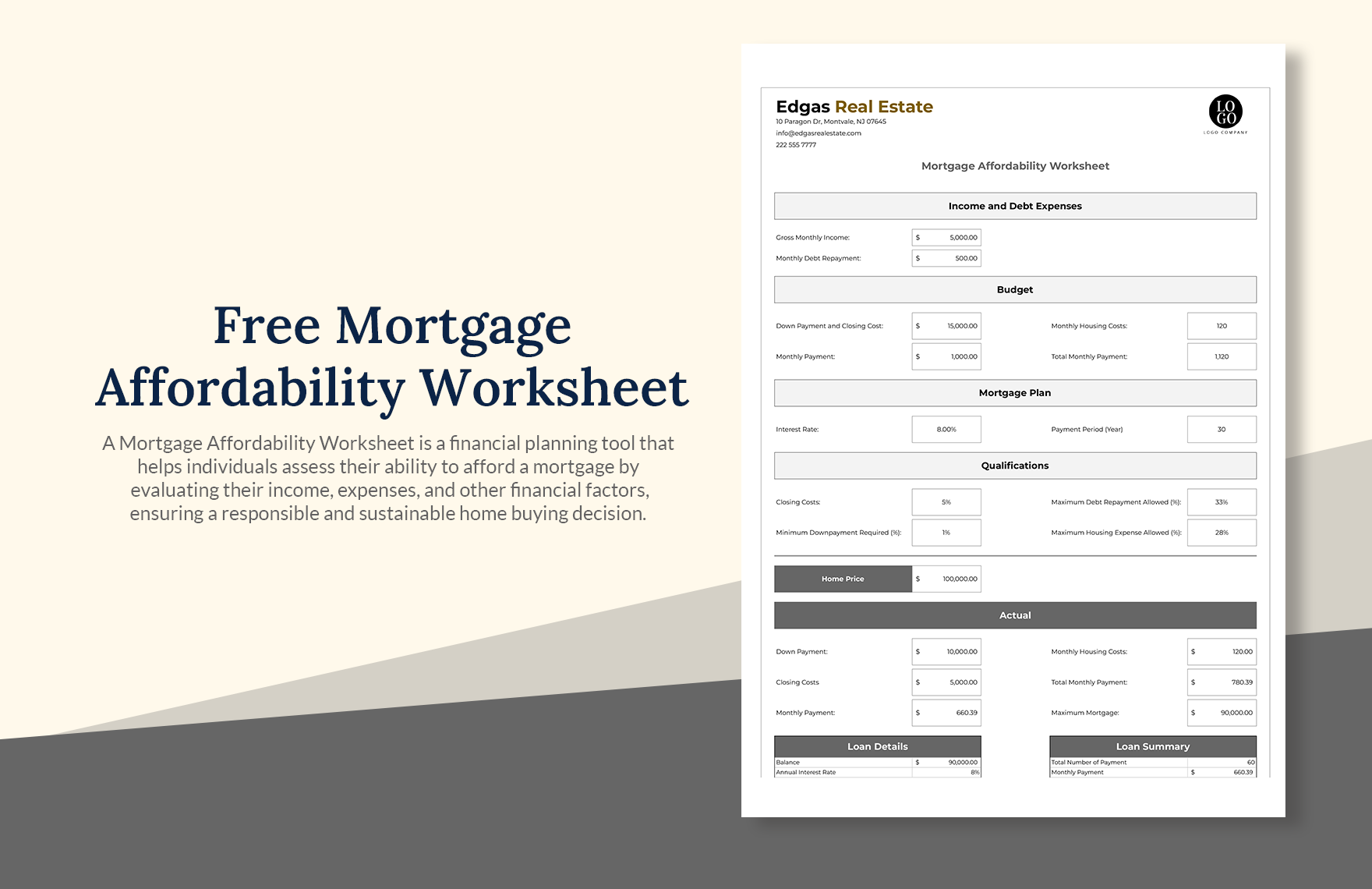 Free Mortgage Affordability Worksheet