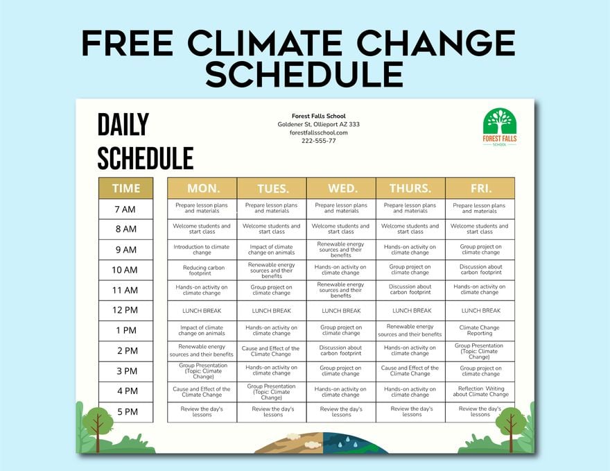 Climate Change Schedule