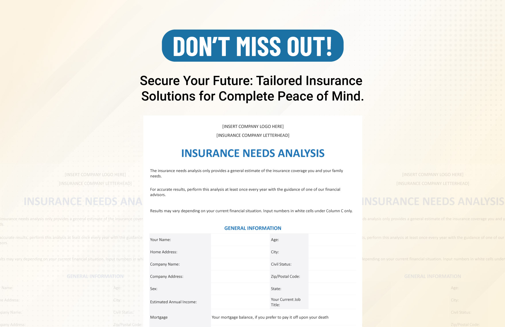 Insurance Needs Analysis Template