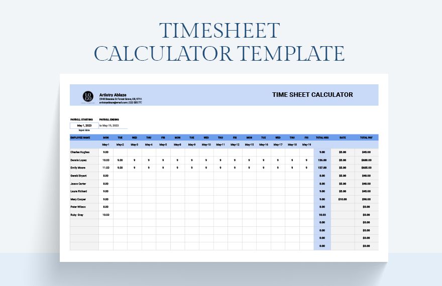 Timesheet Calculator Excel Template Timesheet Calculator Excel Template