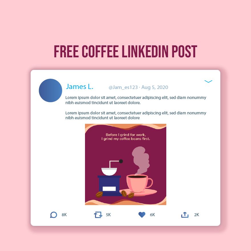 Free Coffee Linkedin Post in Illustrator, PSD, EPS, SVG, PNG, JPEG