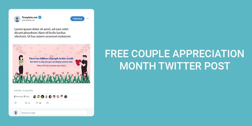 Free Couple Appreciation Month Twitter Post  in Illustrator, PSD, EPS, SVG, JPG, PNG