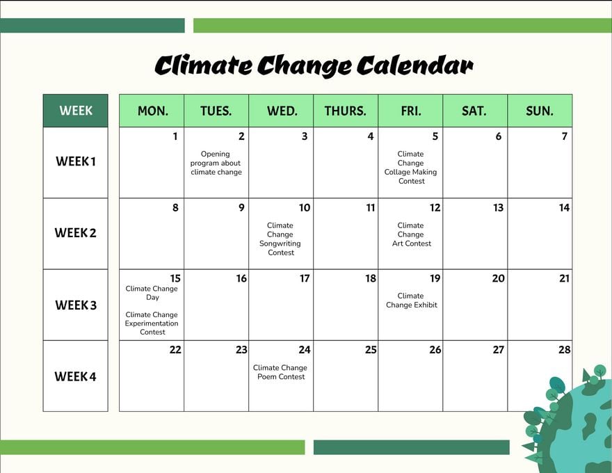 Climate Change Calendar