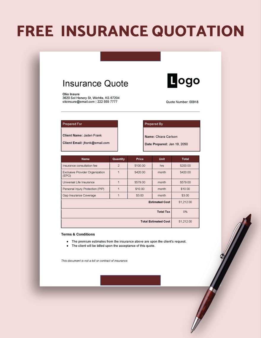 Insurance Quotation Template