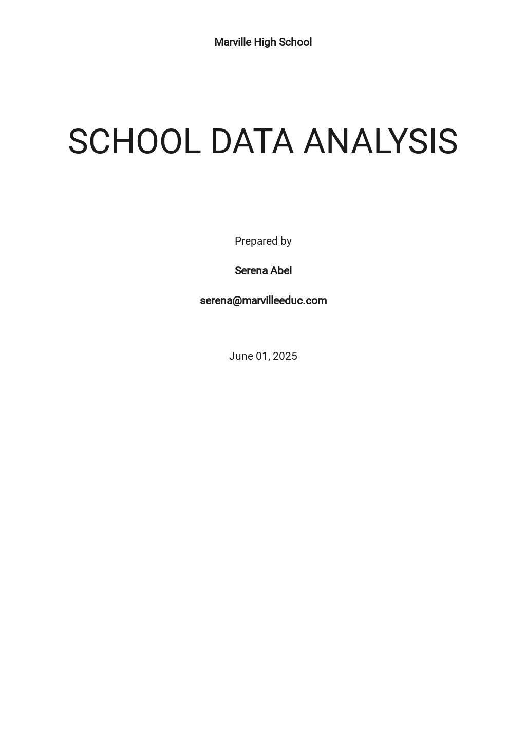 School Data Analysis Template Google Docs, Word, Apple Pages