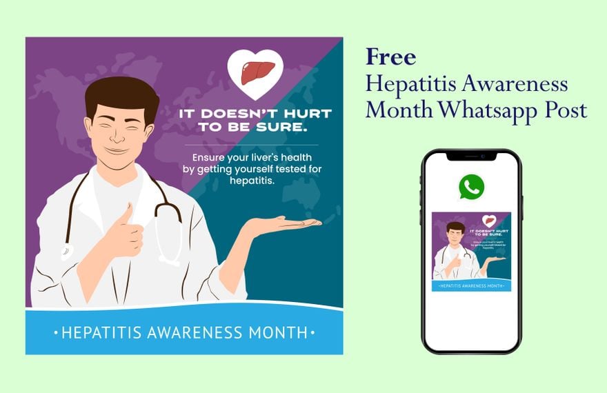 Free Hepatitis Awareness Month Whatsapp Post in Illustrator, PSD, EPS, SVG, PNG, JPEG