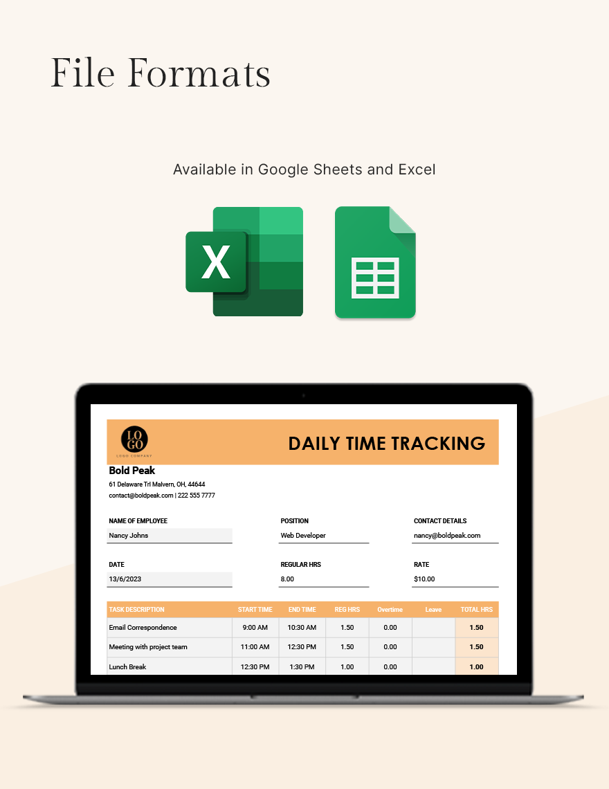 Daily Time Tracking Template