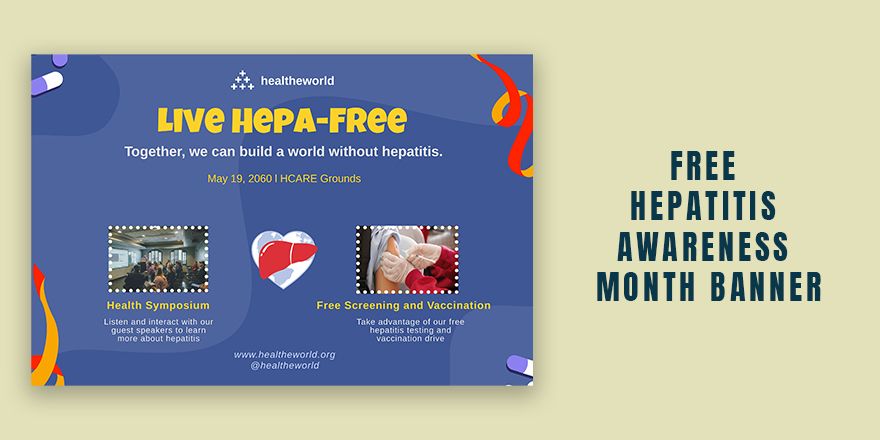 Free Hepatitis Awareness Month Banner in Illustrator, PSD, EPS, SVG, JPG, PNG