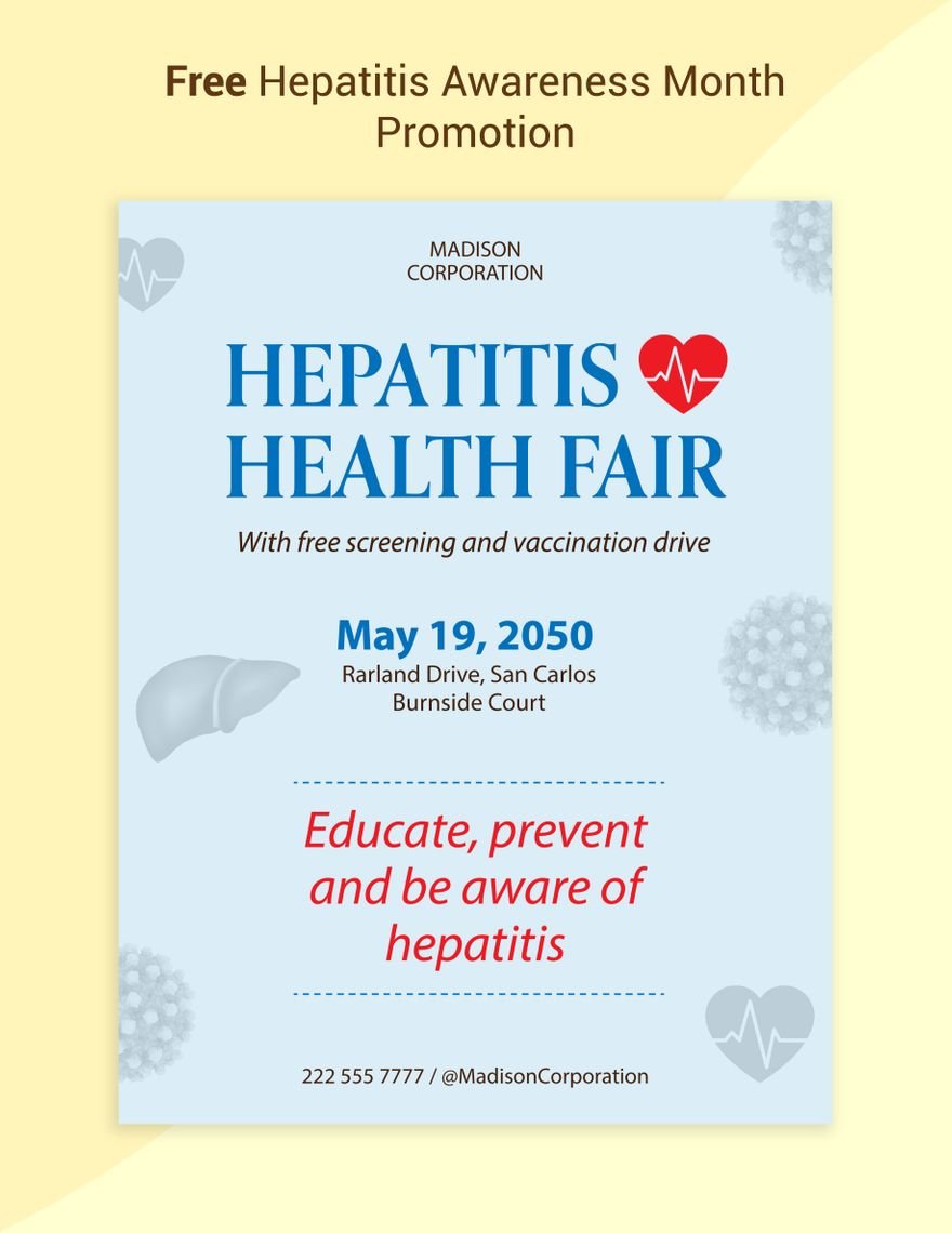 Hepatitis Awareness Month Promotion in Word, Google Docs, Illustrator, PSD, EPS, SVG, PNG, JPEG