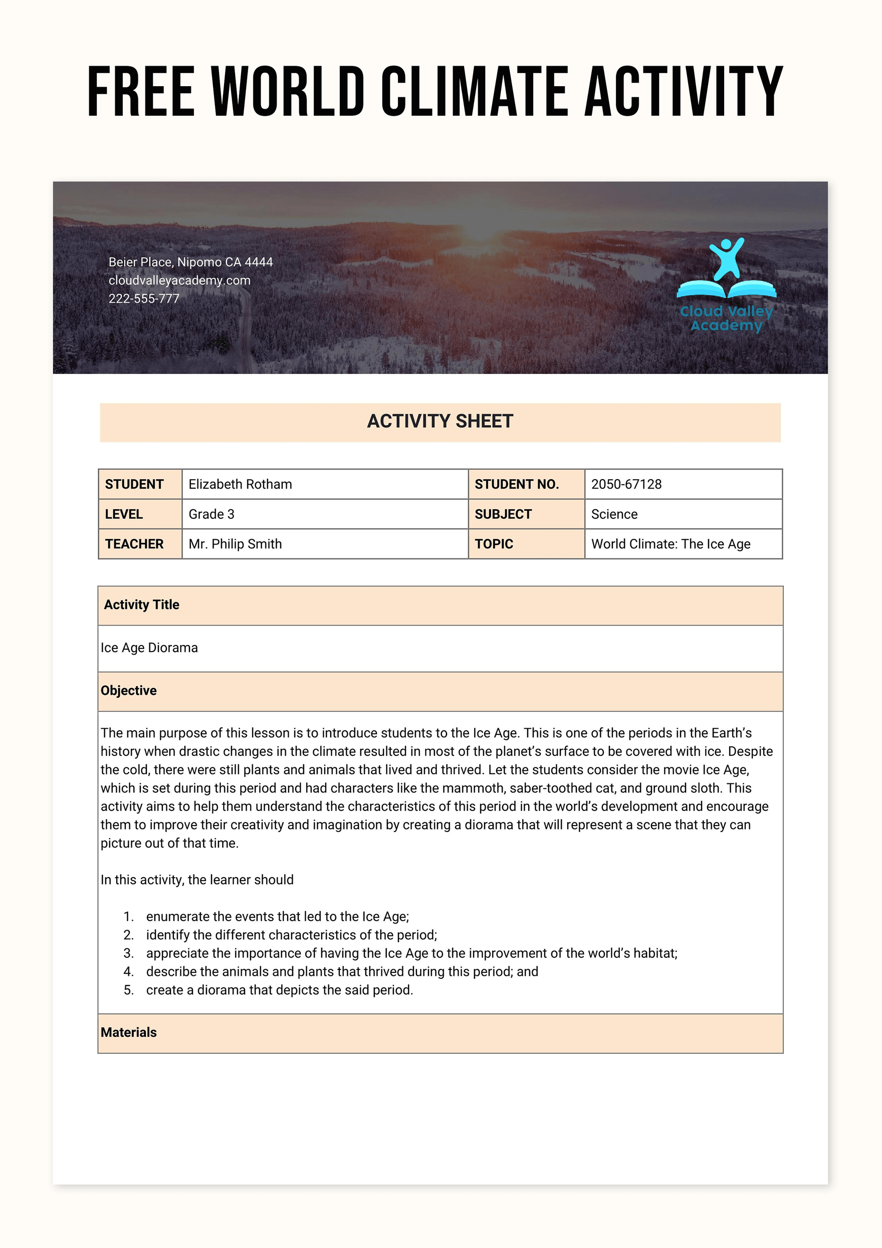 World Climate Activity Template
