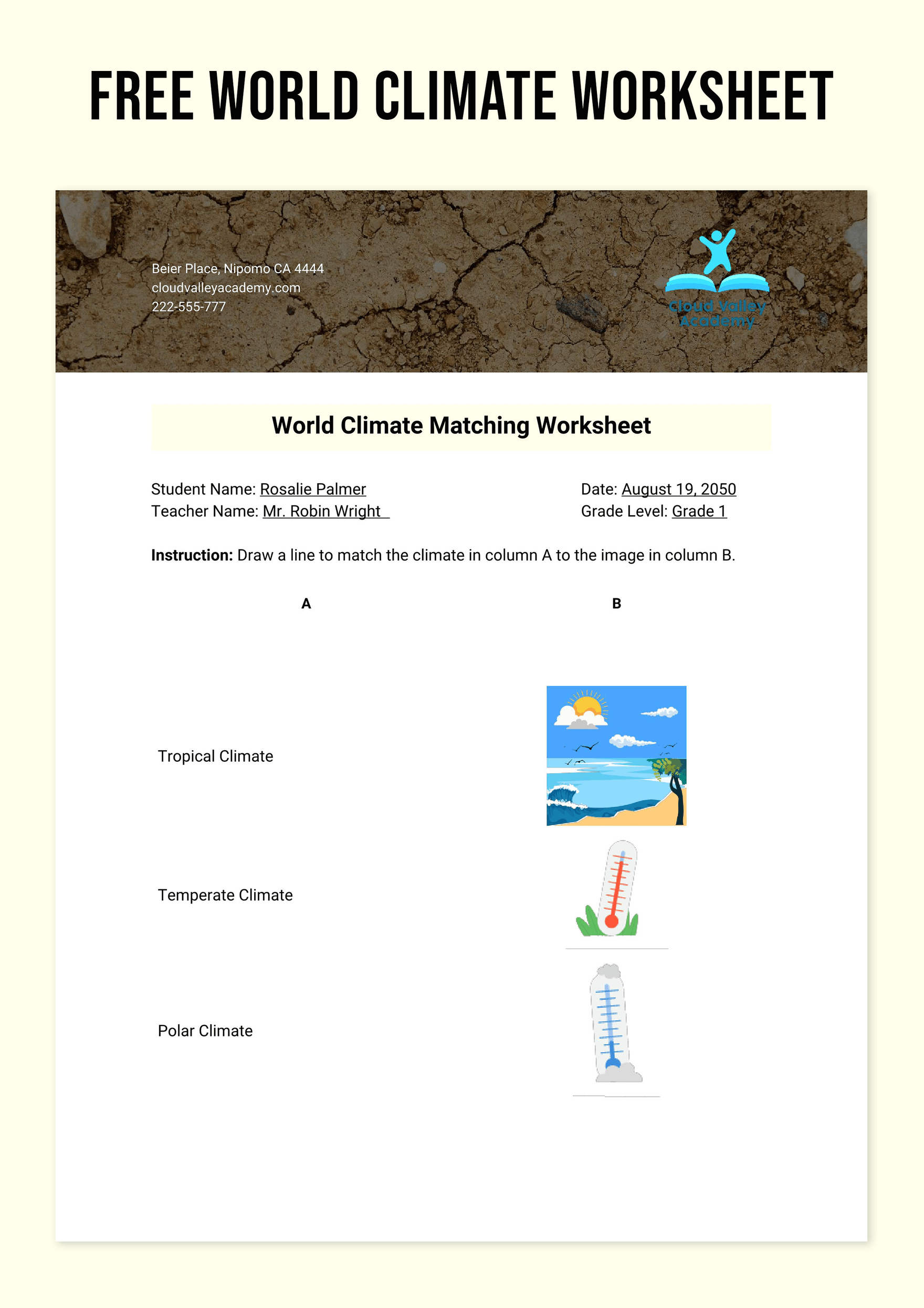 World Climate Worksheet Template