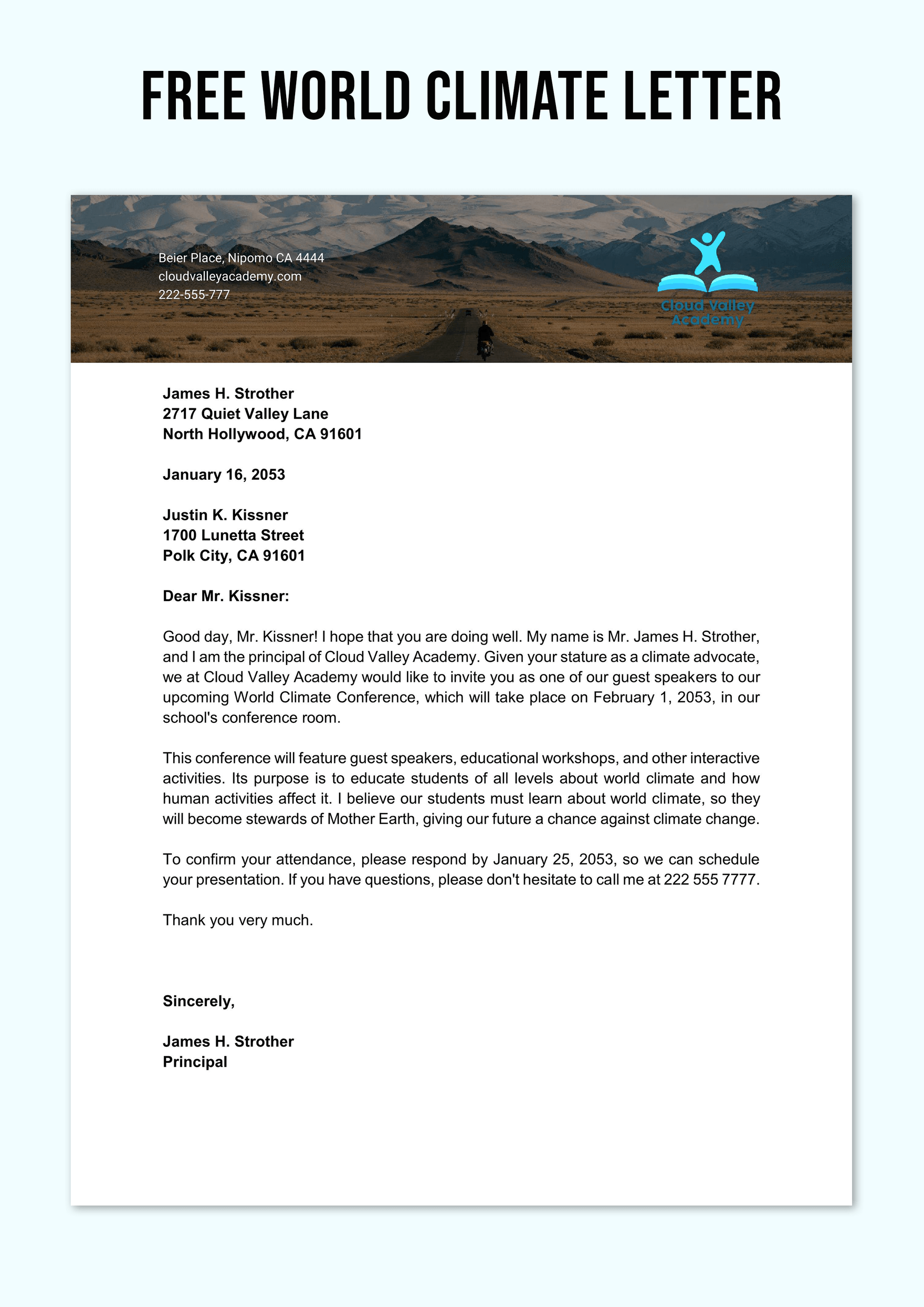 World Climate Letter Template