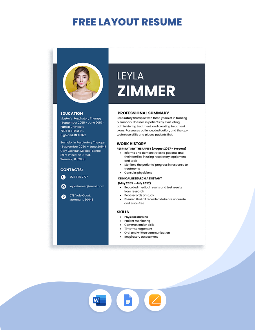 Free Layout Resume Template