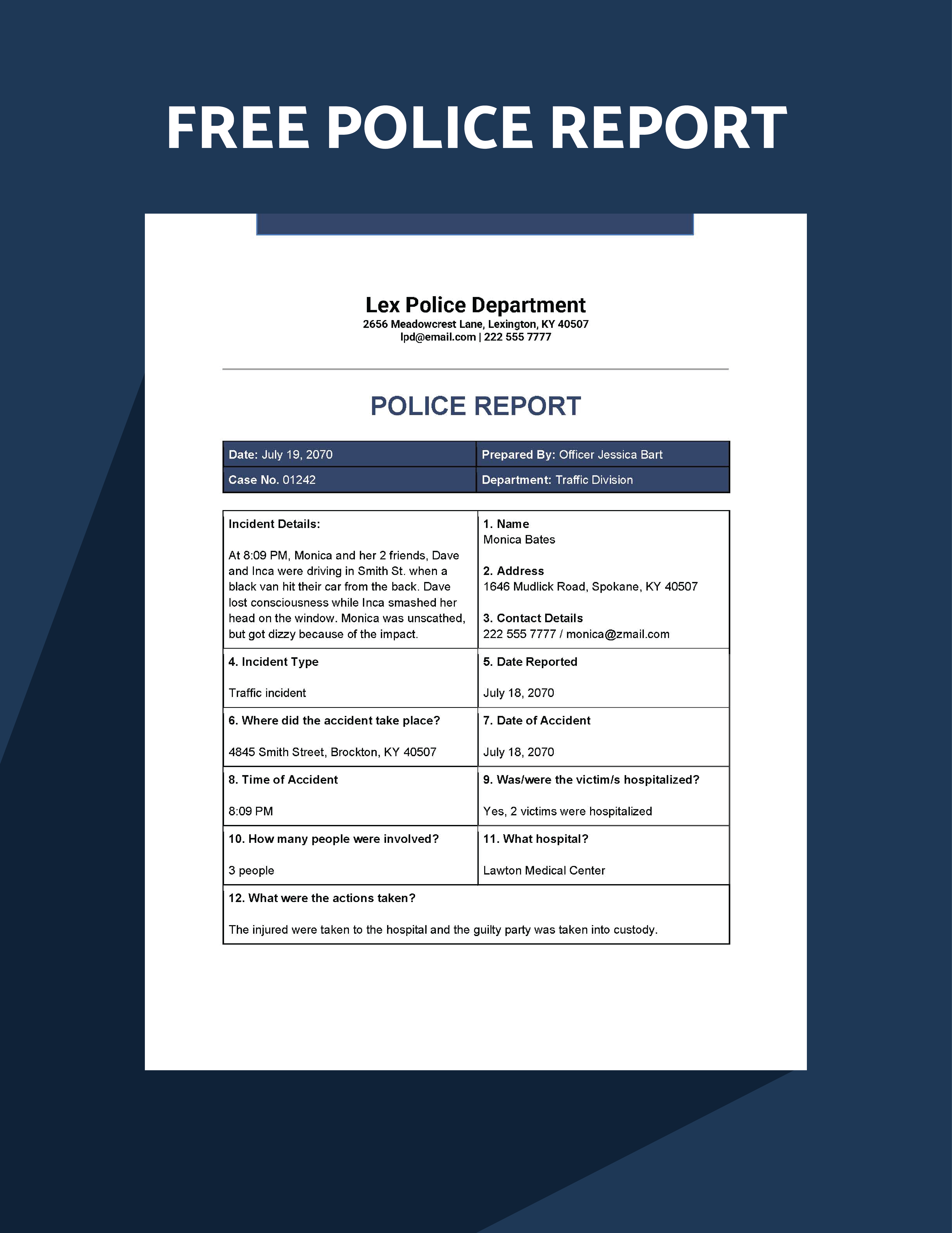 Free Police Report Template Download In Word Google Docs Template