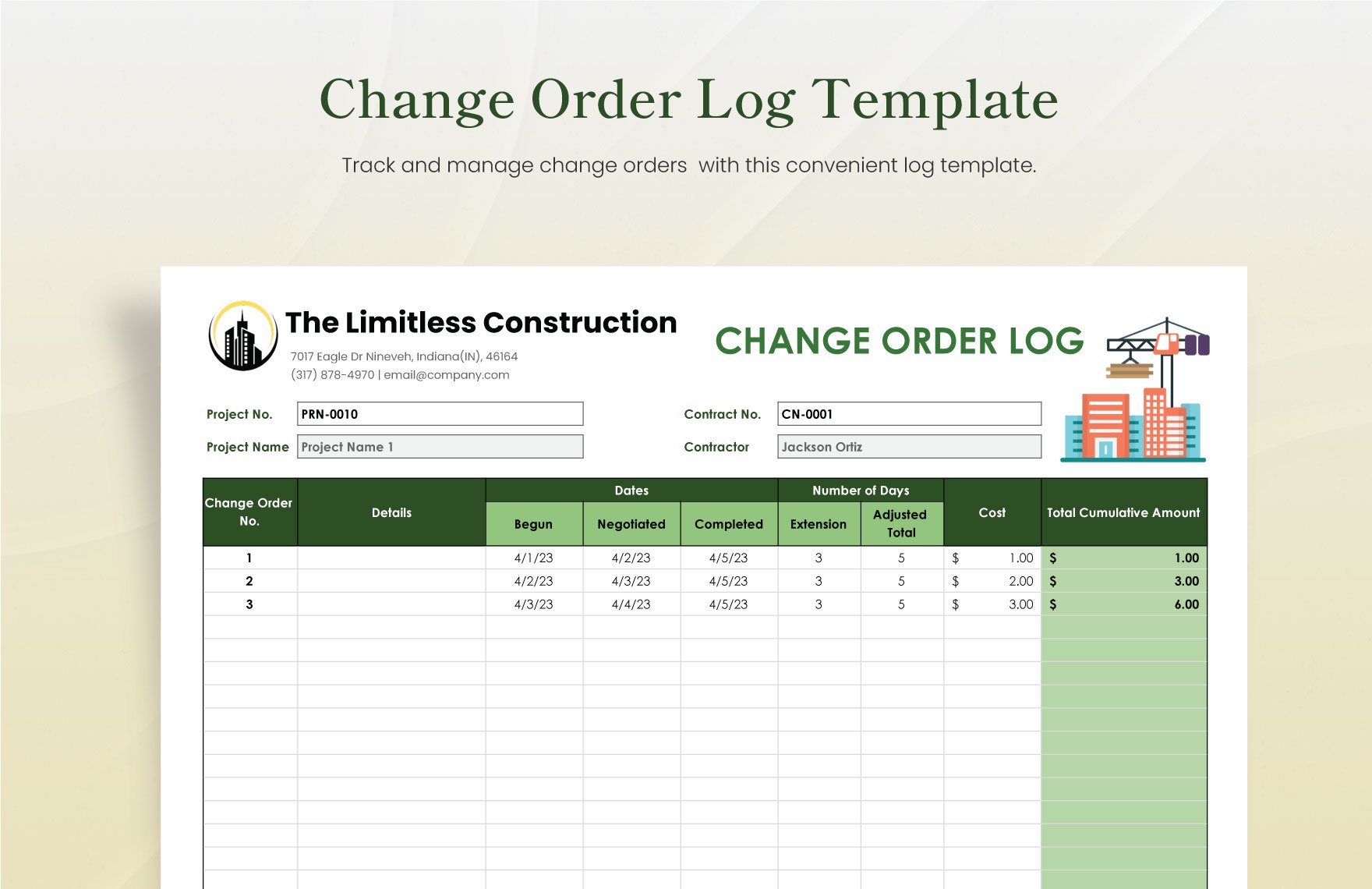 20+ Essential Construction Excel Template Bundle