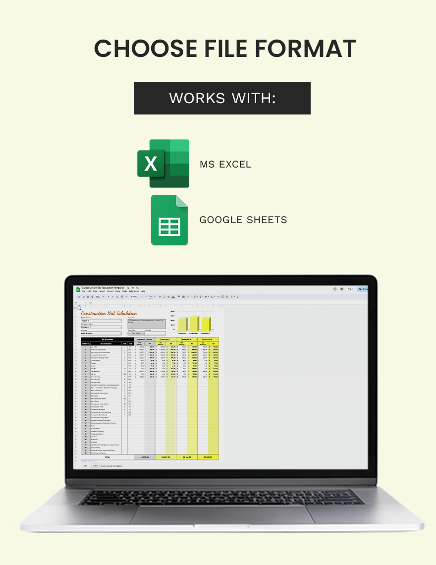 Construction Bid Tabulation Template Google Sheets Excel Template net