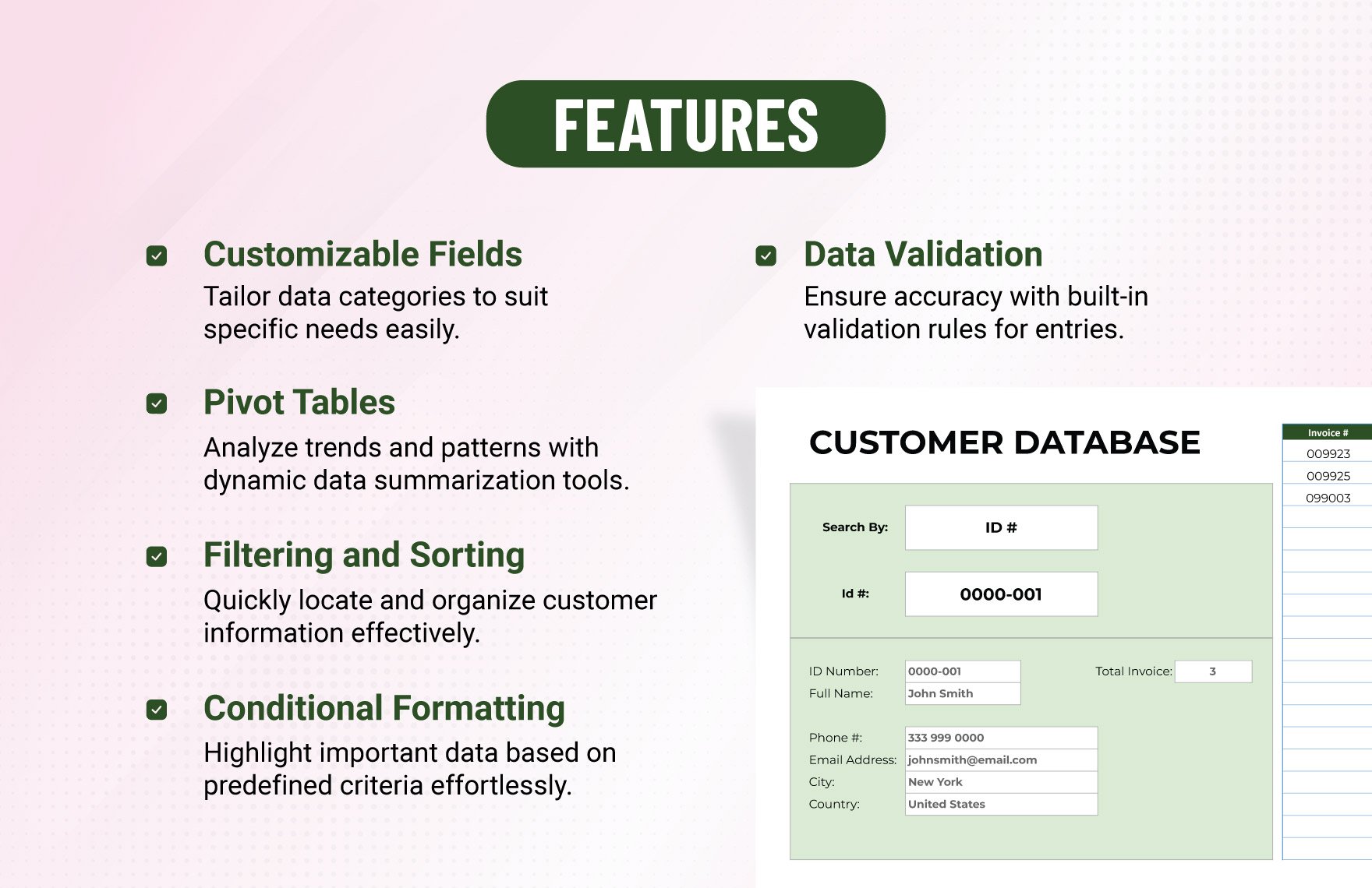 Customer Database Excel Template