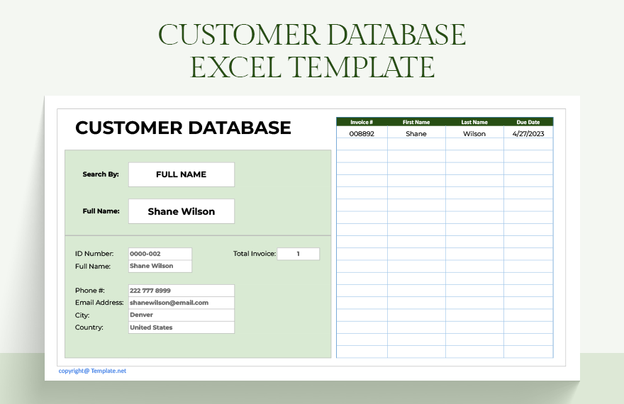 Customer Database Excel Template in Google Sheets, Excel Download