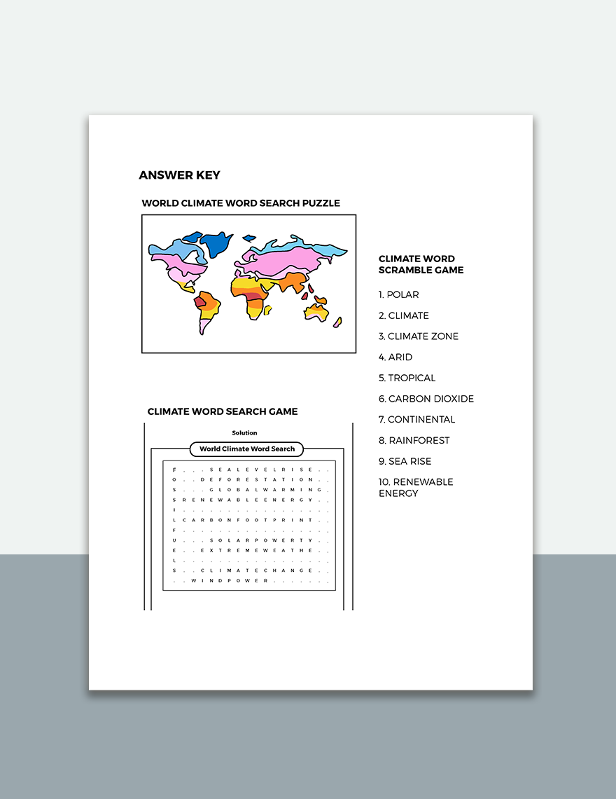 Free World Climate Game Template to Edit Online