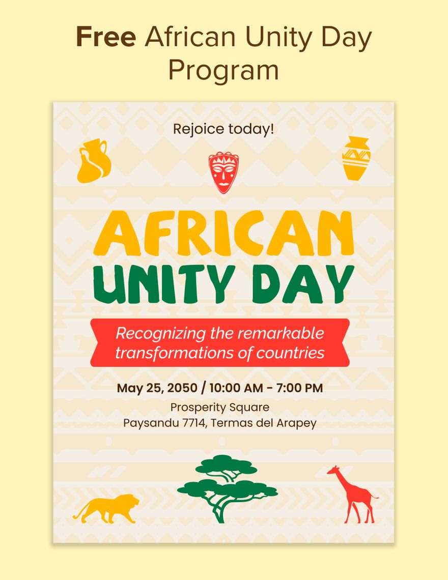 African Unity Day Program in Word, Illustrator, PSD