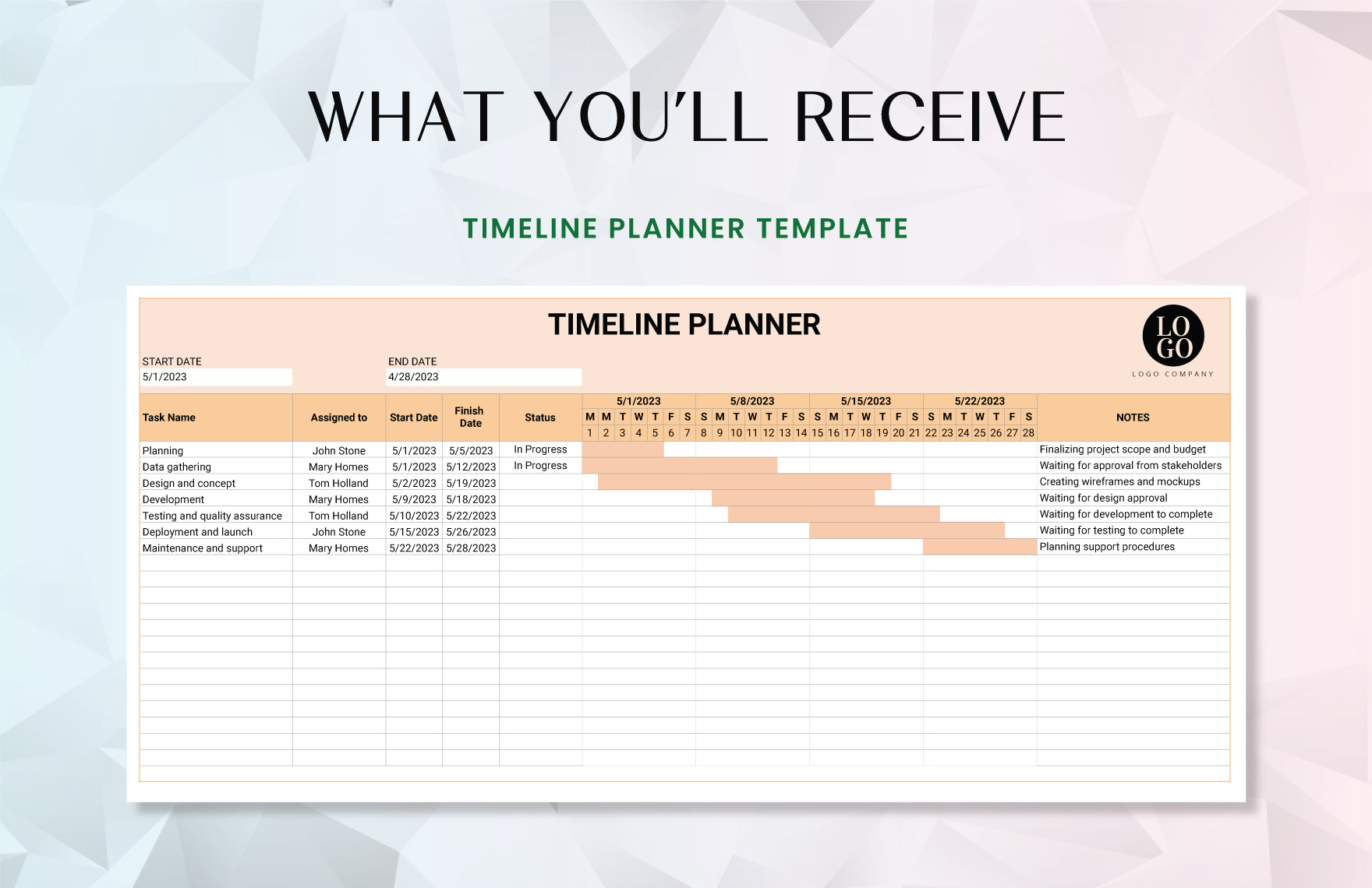 Timeline Planner Template