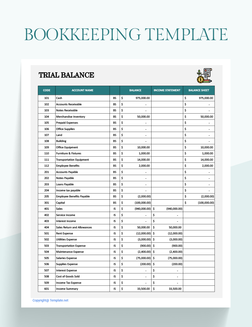 Bookkeeping Template - Google Sheets, Excel | Template.net