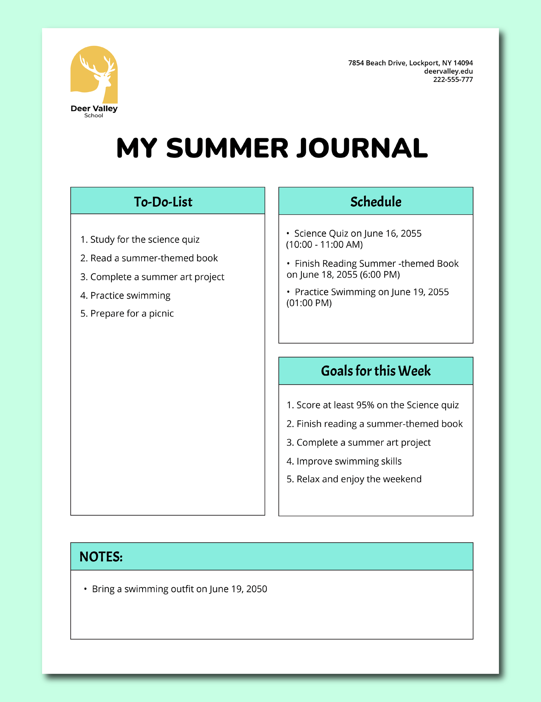 Summer Journal