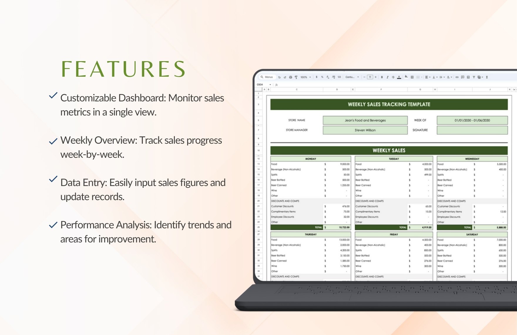 Weekly Sales Tracking Template