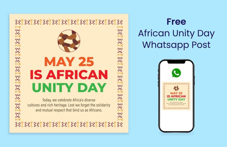 Free African Unity Day Whatsapp Post in Illustrator, PSD, EPS, SVG, PNG, JPEG