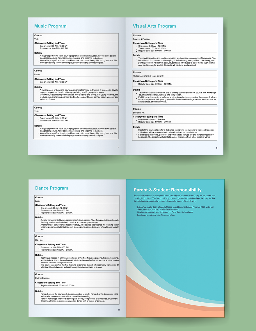 Free Summer Handbook Template - Google Docs, Illustrator, Word, PSD ...
