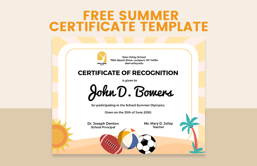 Summer Certificate Template