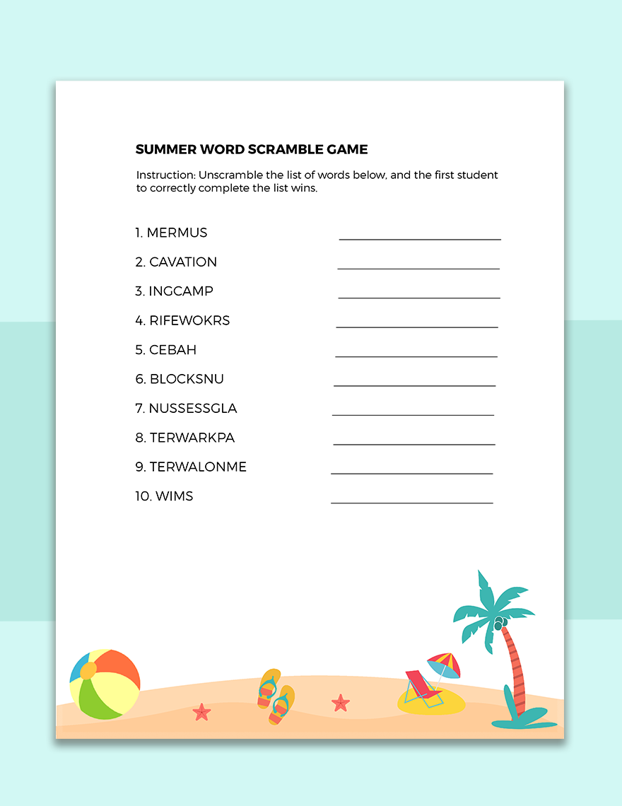 Free Summer Game Template to Edit Online Free Summer Game Template to Edit Online
