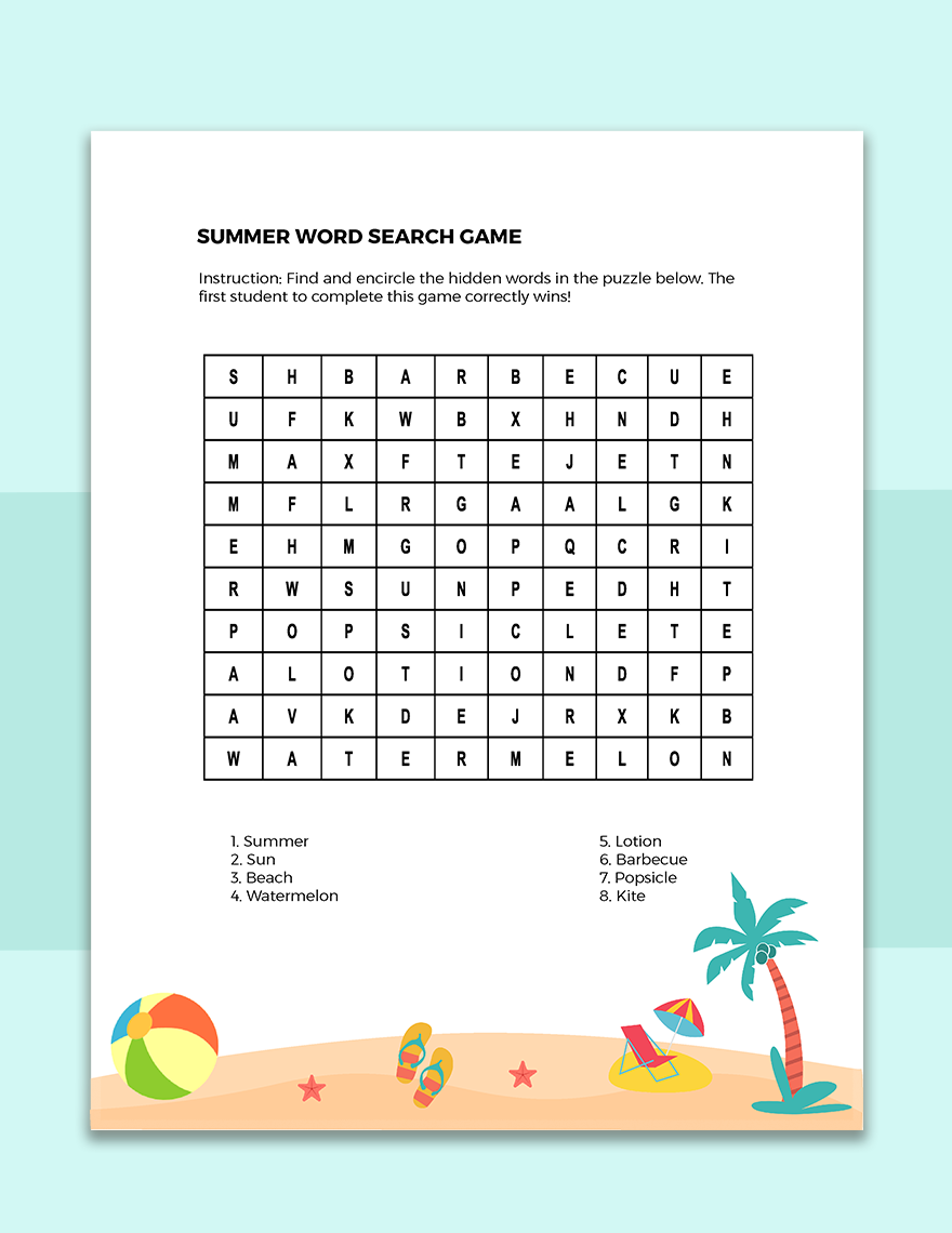 Free Summer Game Template to Edit Online Free Summer Game Template to Edit Online