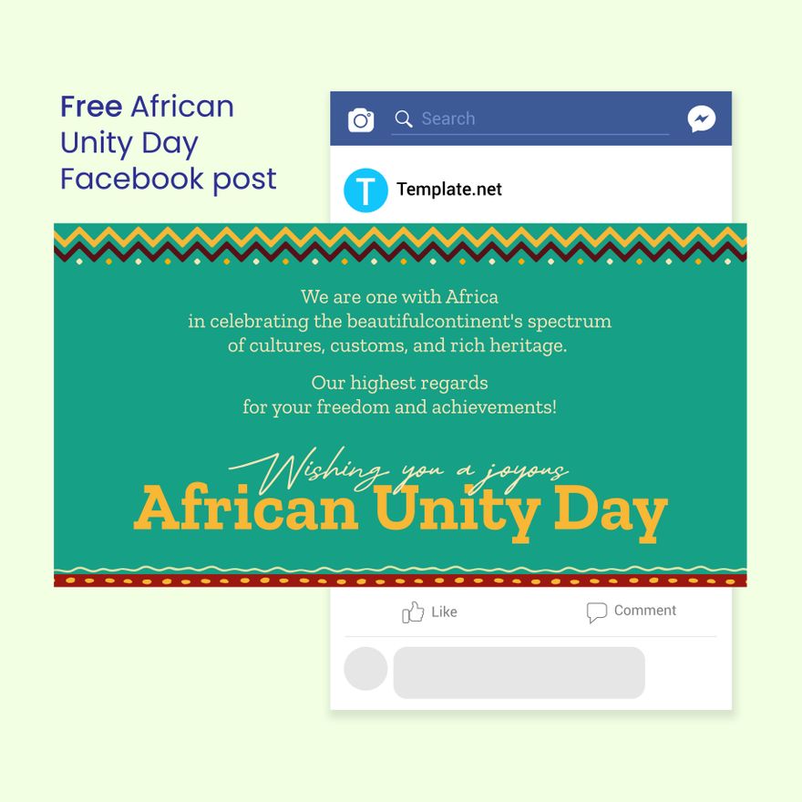 Free African Unity Day Facebook Post in Illustrator, PSD, EPS, SVG, PNG, JPEG