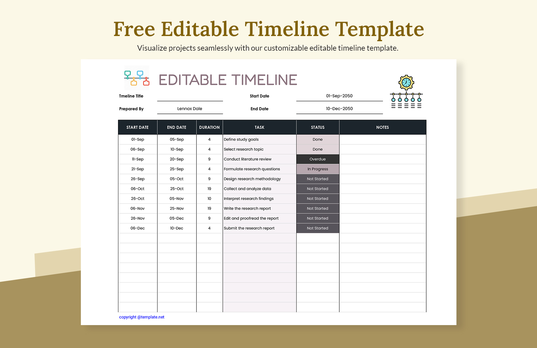 Editable Timeline Template