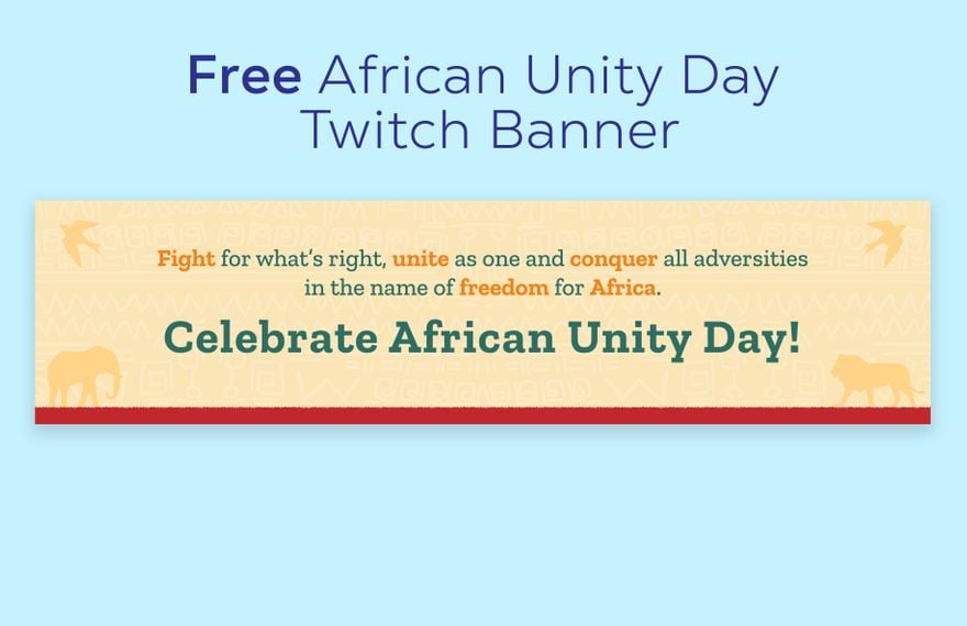 Free African Unity Day Twitch Banner in Illustrator, PSD, EPS, SVG, PNG, JPEG