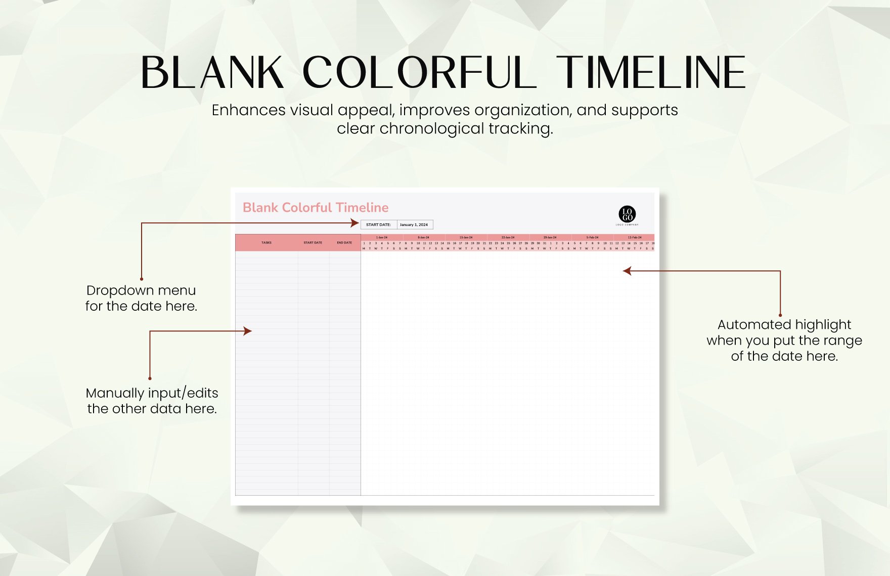 Blank Colorful Timeline Template