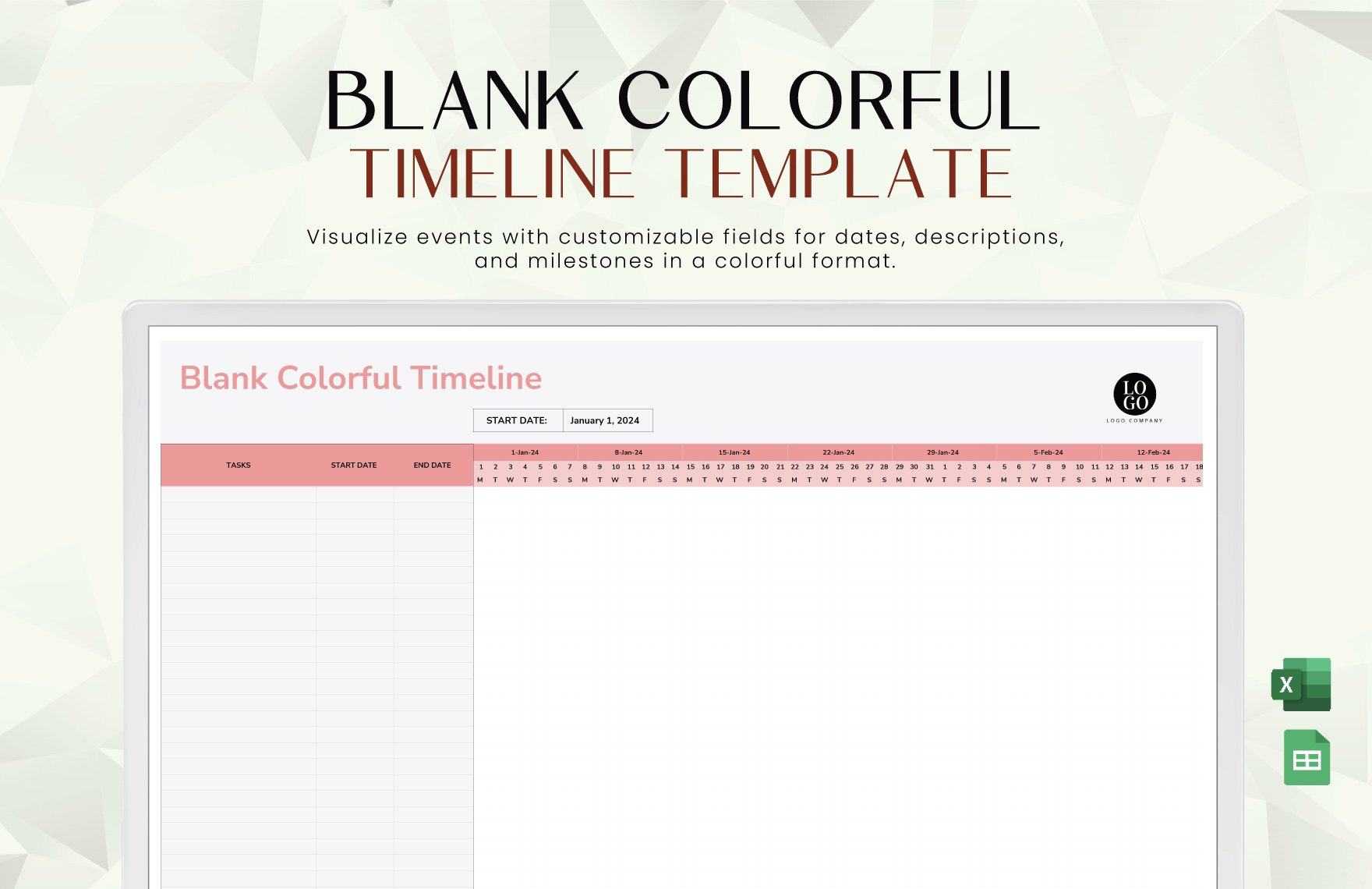 Blank Colorful Timeline Template in Excel, Google Sheets - Download | Template.net