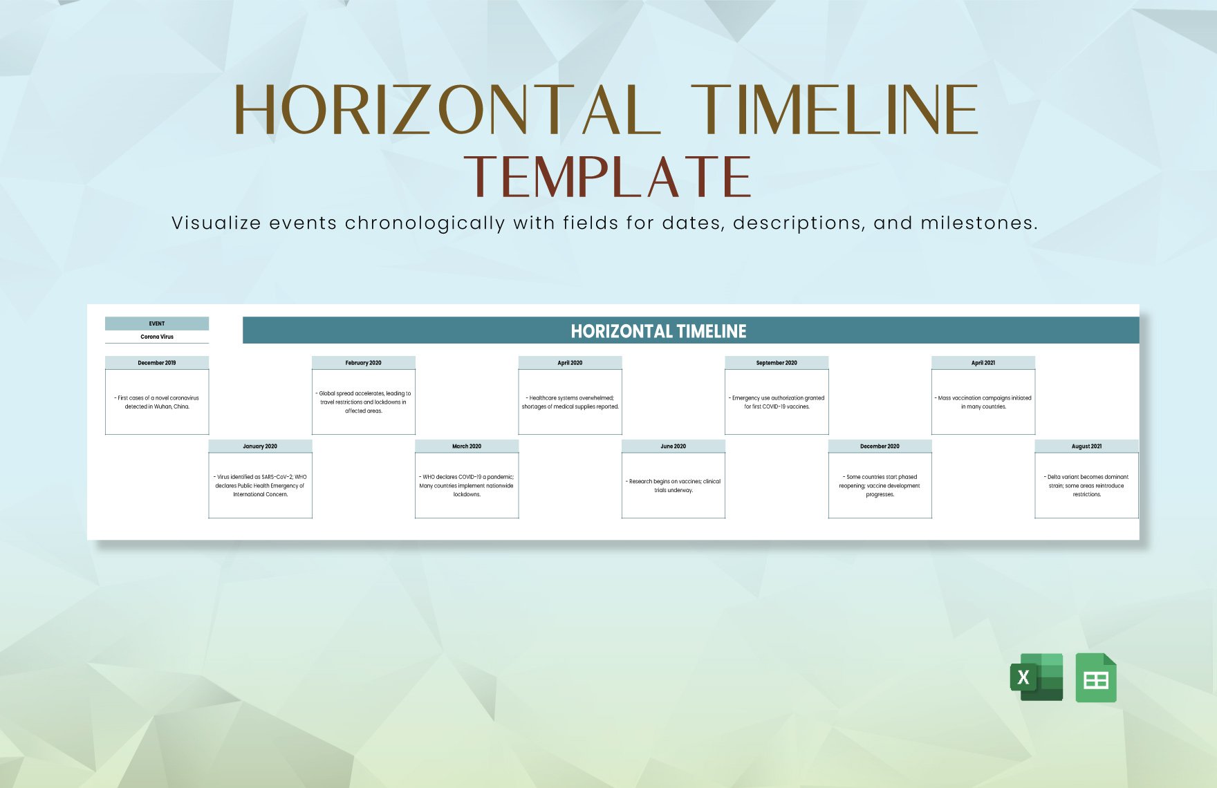 Free Horizontal Timeline Template in Excel, Google Sheets