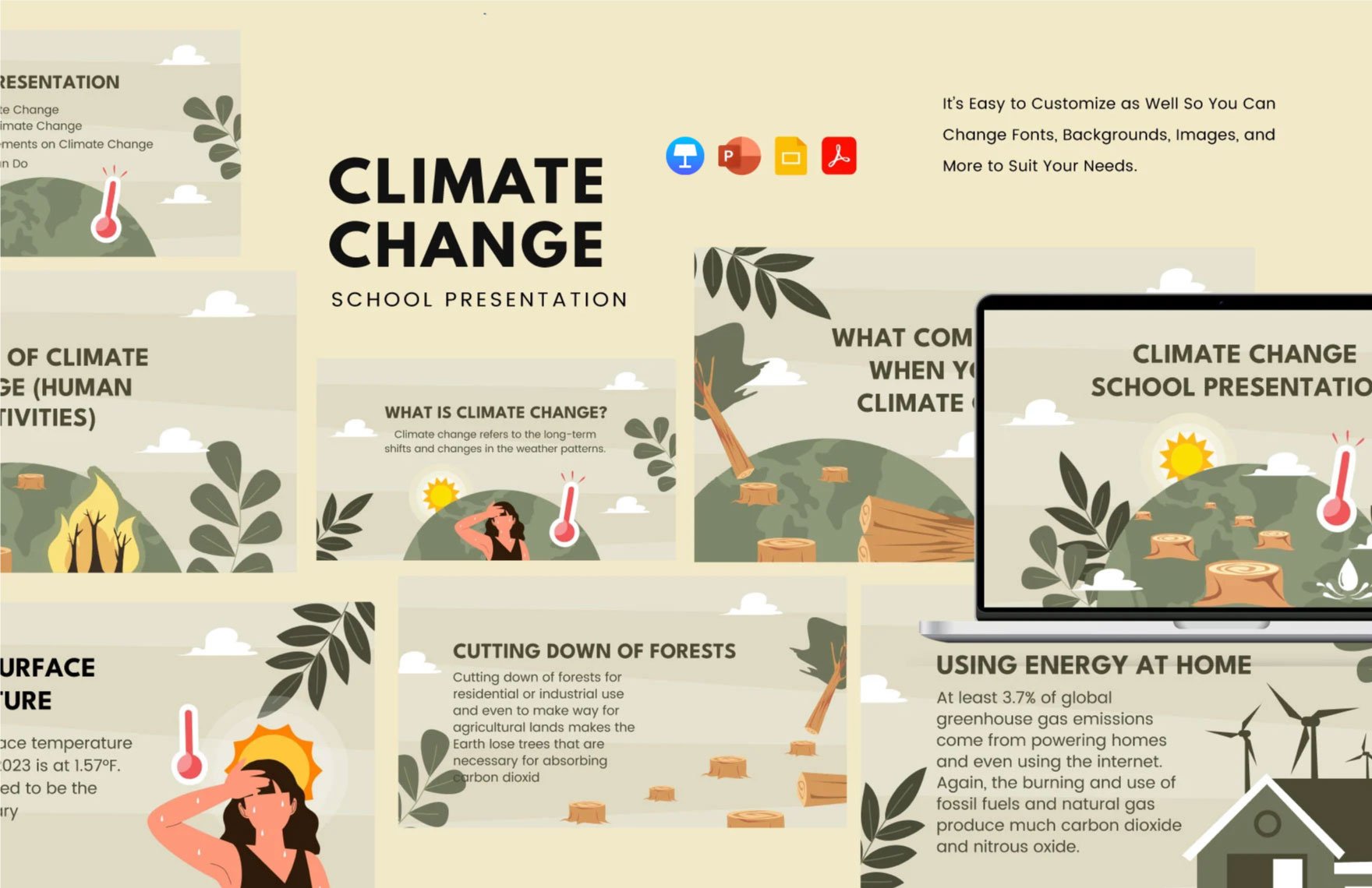 Free Climate Change School Presentation in PDF, PowerPoint, Google Slides, Apple Keynote